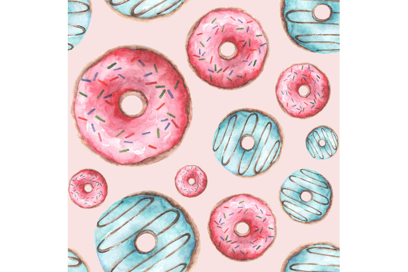 donut-watercolor-seamless-pattern-pink-and-blue-donuts-digital-paper