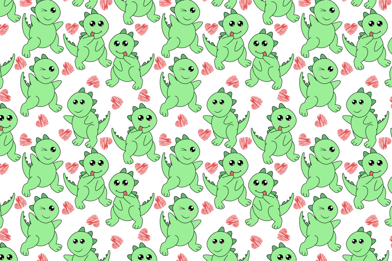 cute-green-dinosaur-cartoon-pattern