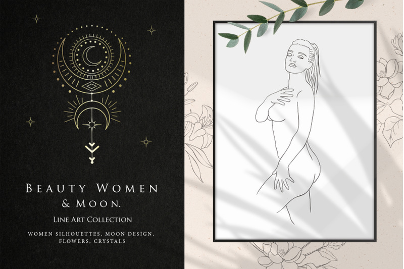 beauty-women-amp-moon-trendy-line-art