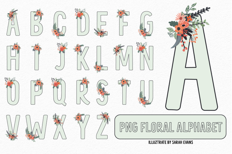 mint-floral-alphabet-png-clipart-sublimation-alphabet