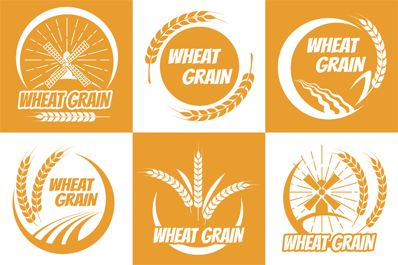 wheat-grain-emblem-set