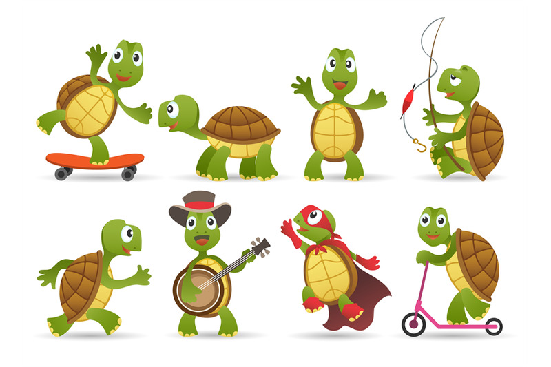 cartoon-cute-tortoise-set