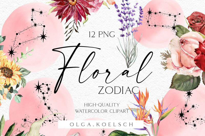 watercolor-floral-zodiac-clipart-constellation-clipart-celestial-png