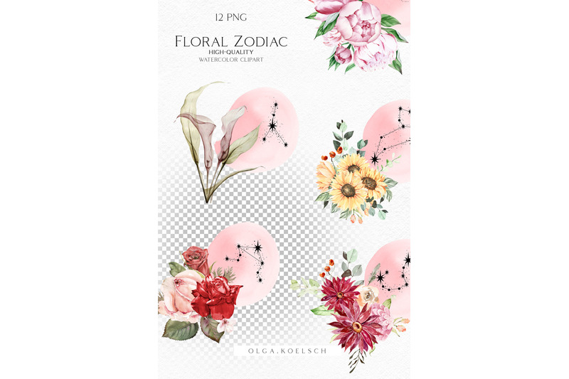 watercolor-floral-zodiac-clipart-constellation-clipart-celestial-png
