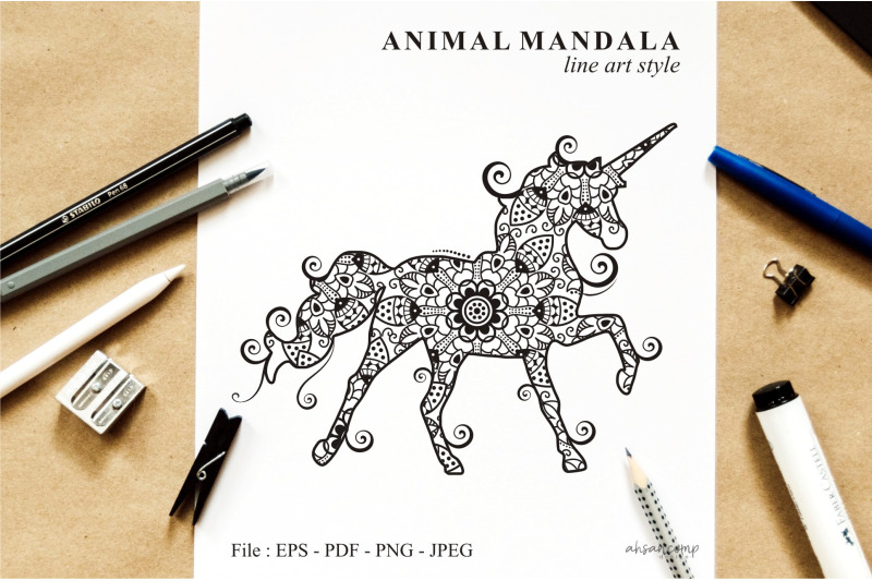 unicorn-mandala-vector-line-art-bundle