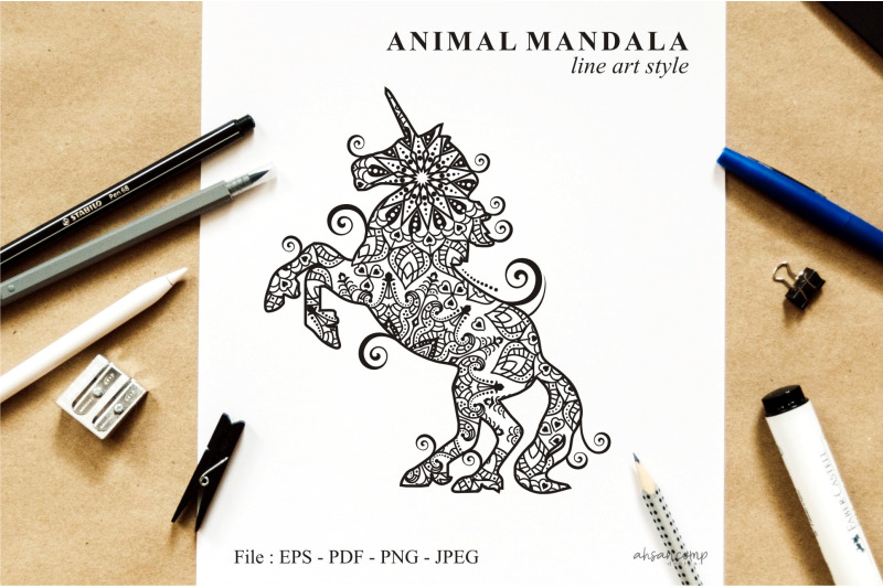 unicorn-mandala-vector-line-art-bundle