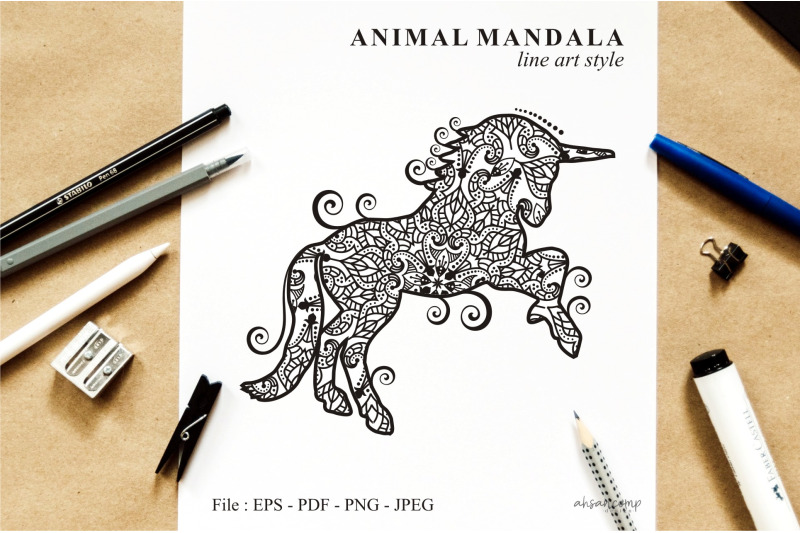 unicorn-mandala-vector-line-art-bundle