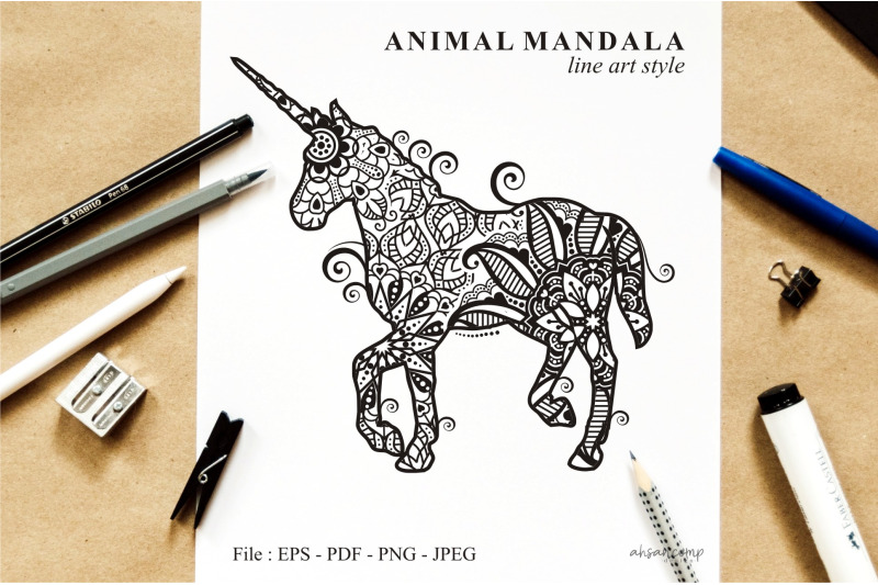 unicorn-mandala-vector-line-art-bundle