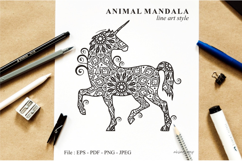 unicorn-mandala-vector-line-art-bundle