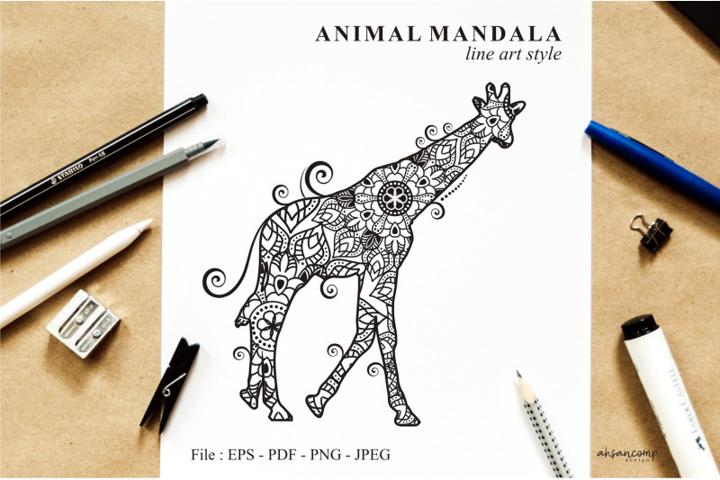 giraffe-mandala-vector-line-art-bundle