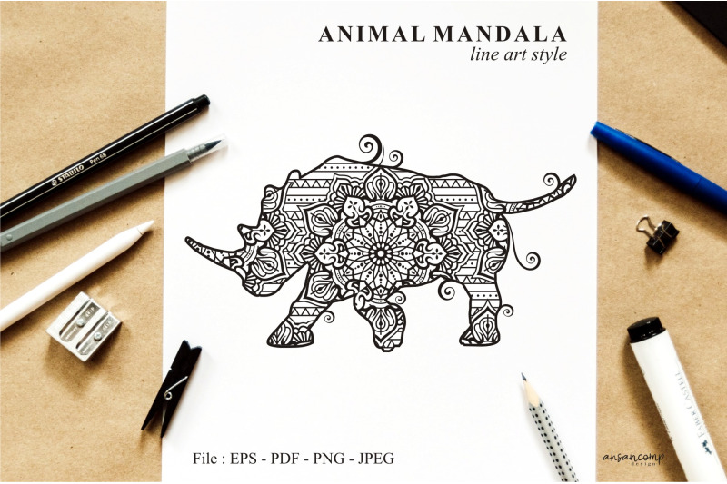 rhinos-mandala-vector-line-art-bundle