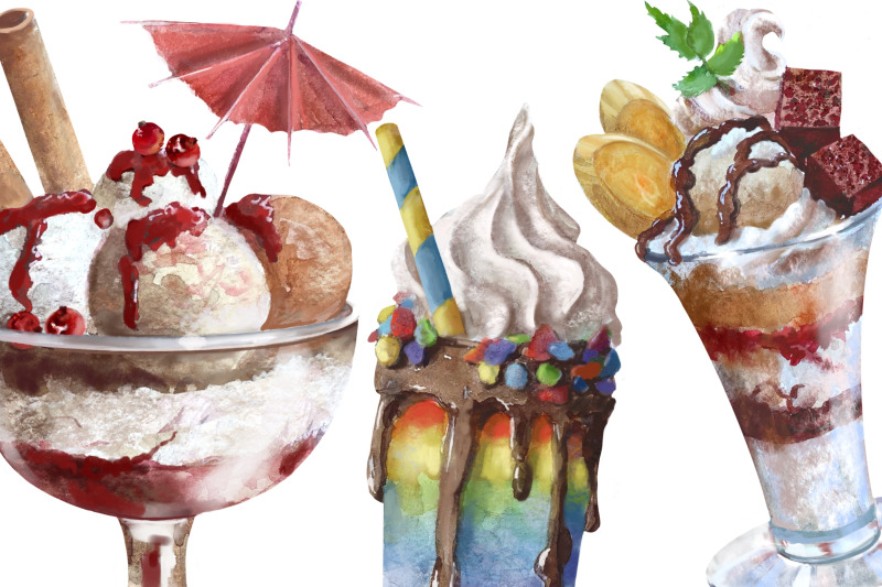 ice-cream-and-dessert-clipart-summer-clipart-watercolor-clipart