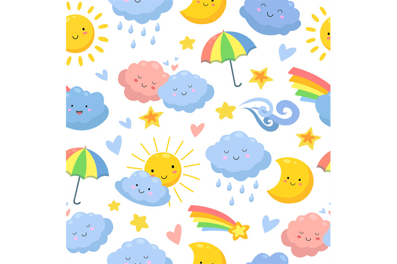 cute-clouds-pattern-sky-backdrop-dream-and-stars-nursery-wallpaper