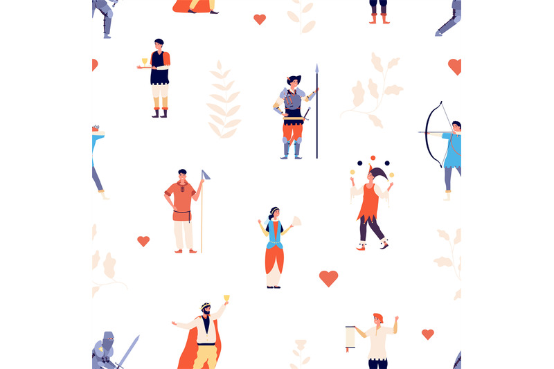 children-pattern-royal-medieval-characters-background-book-stories