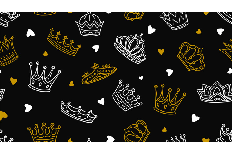 doodle-crown-pattern-gold-white-royal-elements-tbackground-little-pr