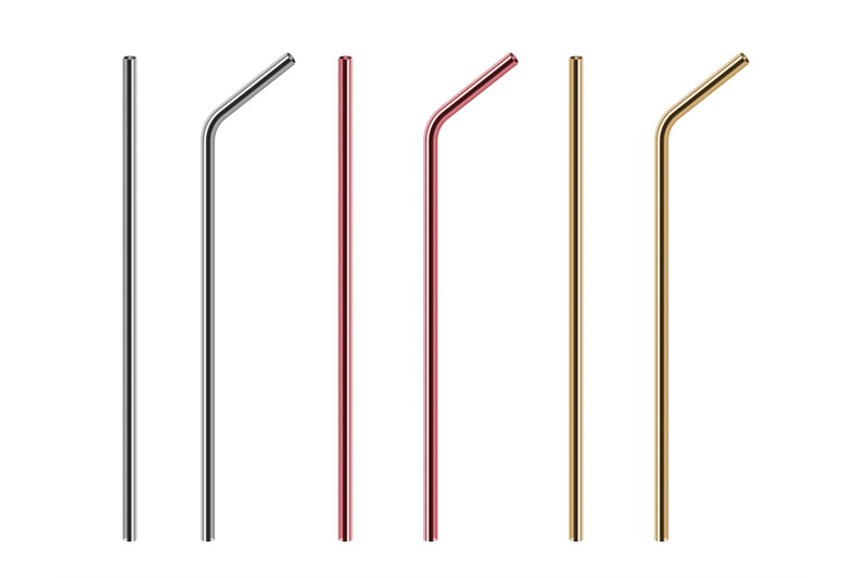 metal-straws-reusable-steel-straw-stainless-bars-isolated-realistic