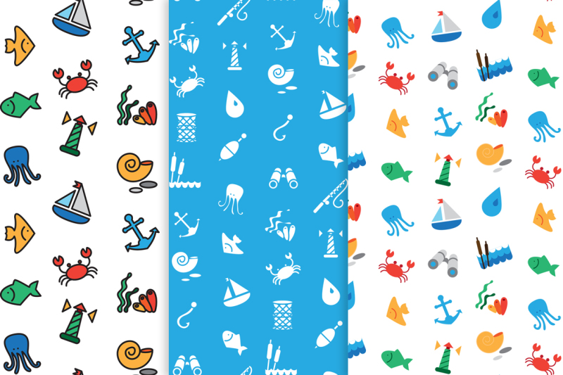 sea-icons-and-patterns-set
