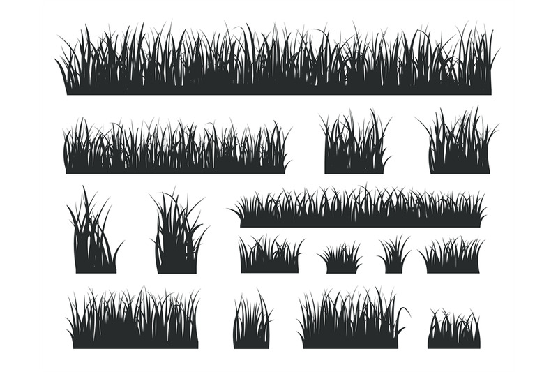 grass-silhouettes-black-tufts-forest-lawns-isolated-natural-herbal-f