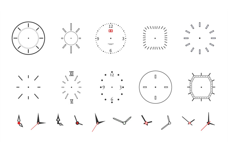 clock-faces-modern-wall-watch-face-design-isolated-dials-with-needle