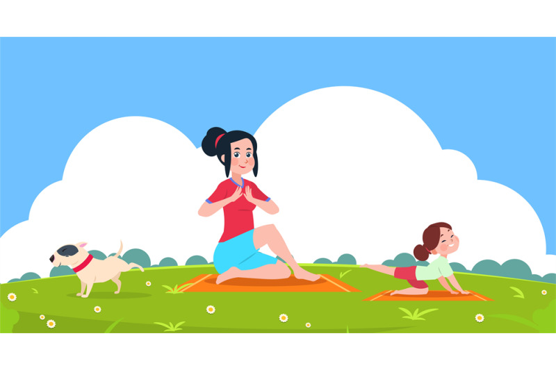 family-yoga-girl-outdoor-stretching-exercise-in-park-mother-daughte