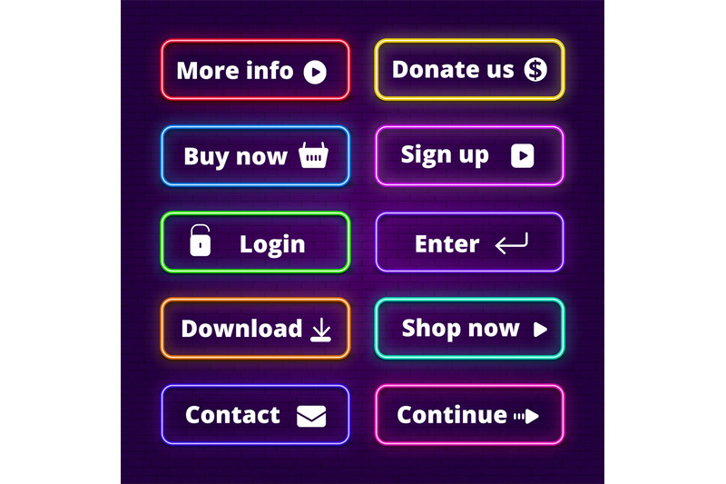 neon-buttons-glow-enter-shop-web-badges-click-lighting-frames-for-si