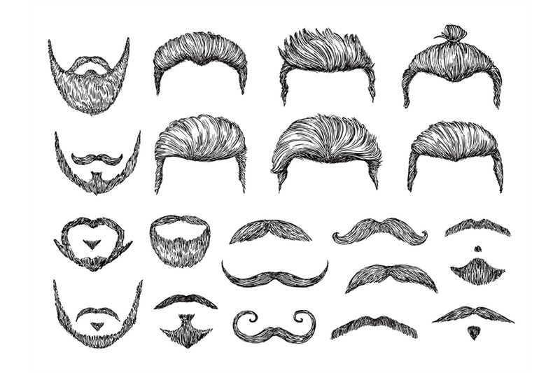 male-hairs-sketch-beard-mustache-facial-elements-hand-drawn-hipster