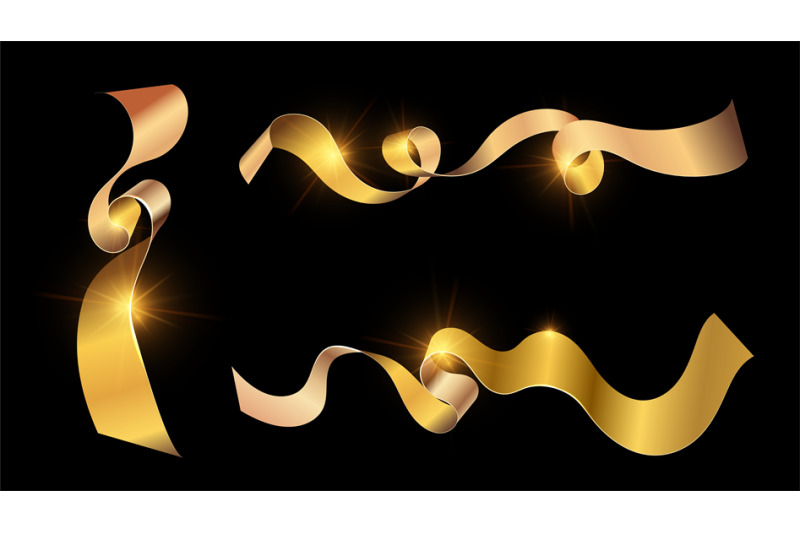 golden-ribbons-realistic-decorative-festive-ribbon-with-shine-effect