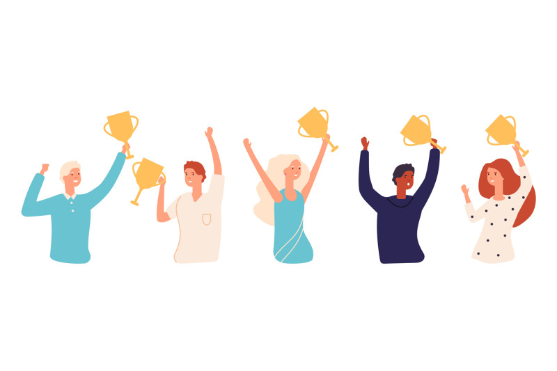 winners-with-cups-golden-awards-people-holding-gold-cup-successful