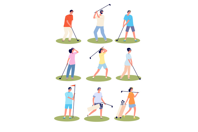 golf-playing-cartoon-fun-golfing-players-sport-time-isolated-golfer