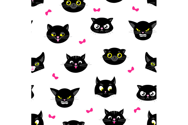 cat-pattern-halloween-cats-seamless-texture-flat-black-kitten-heads