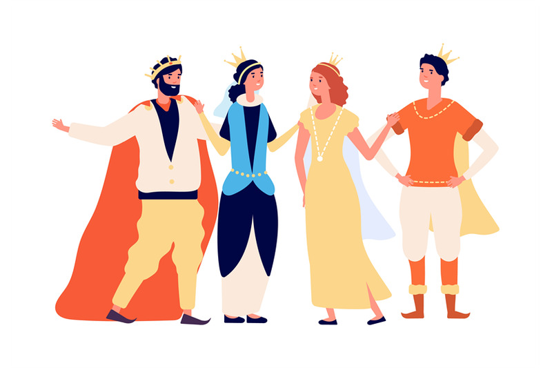 the-royal-family-cartoon-queen-king-princess-and-prince-isolated-wom