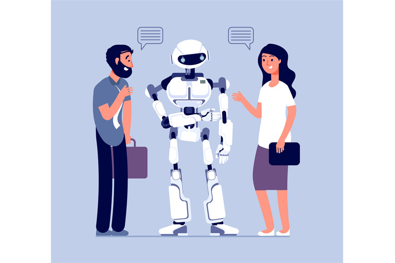 people-talk-with-robot-technology-helping-customer-business-help-sup