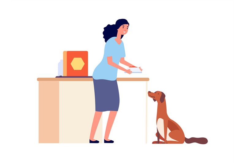 girl-feed-dog-isolated-happy-pet-owner-character-woman-and-dog-adop