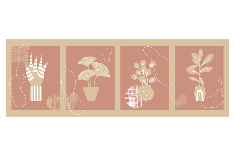 contemporary-floral-cards-modern-fashion-banners-with-plants-in-pots