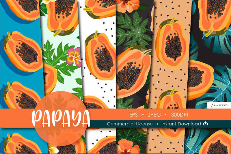 papaya-seamless-pattern-fruit-background