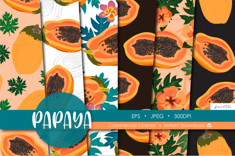 papaya-seamless-pattern-fruit-background