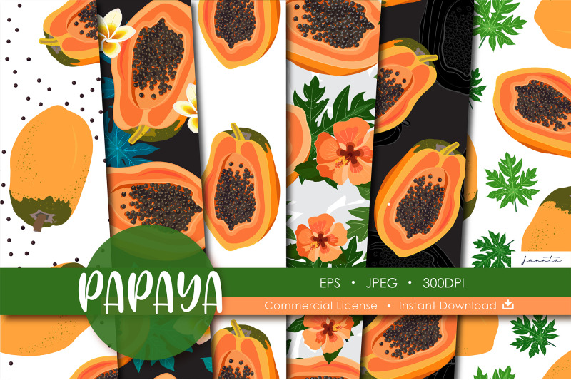 papaya-seamless-pattern-fruit-background