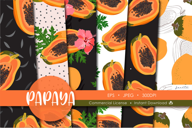 papaya-seamless-pattern-fruit-background