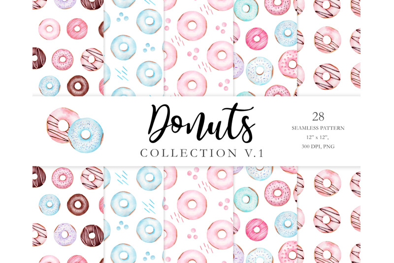watercolor-donuts-clipart-collection