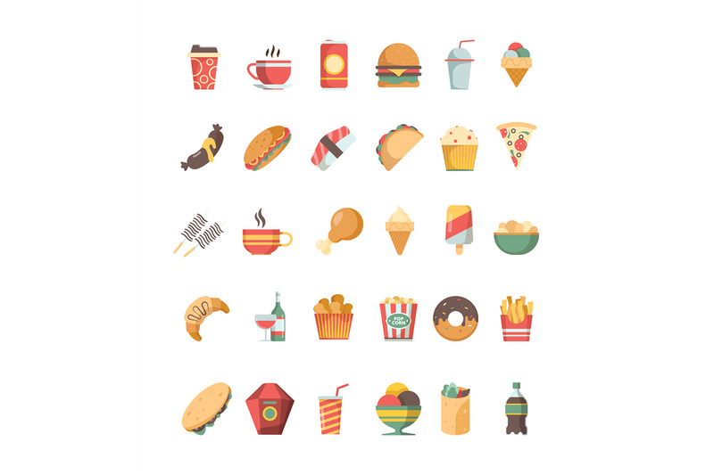 fast-food-icon-junk-food-trash-unhealthy-products-burger-hotdog-drink