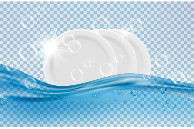 clean-dishes-white-plates-water-and-soap-bubbles-vector-illustration