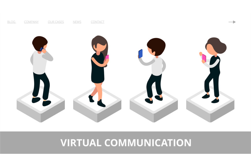 virtual-communication-landing-social-media-mobile-chat-vector-illust