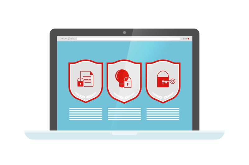 data-protection-web-security-shields-on-laptop-screen-vector-compute