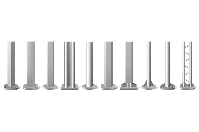 realistic-metal-poles-silver-metal-vertical-pillars-glossy-aluminum