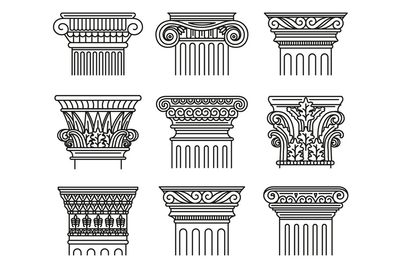 ancient-greek-capitals-architectural-orders-ionic-and-doric-antique