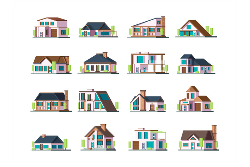 residential-house-village-building-exterior-modern-townhouses-vector