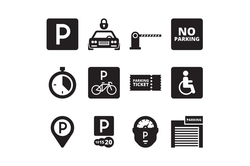 parking-icon-transportation-silhouette-symbols-cars-bikes-cash-garage