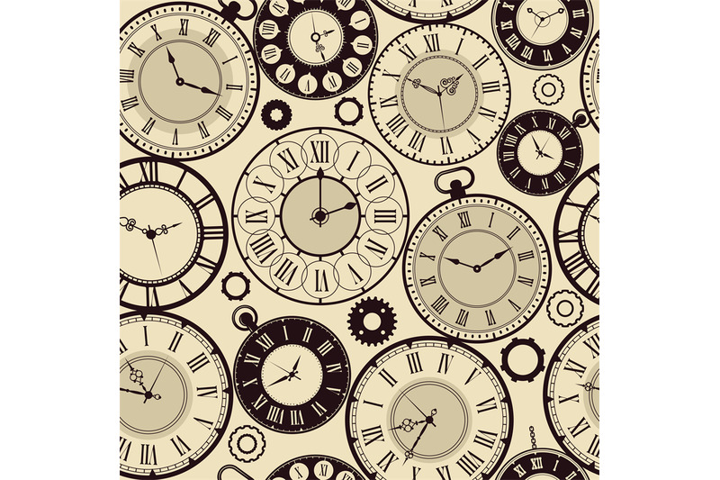 vintage-clock-pattern-old-retro-watches-vector-seamless-background-ve