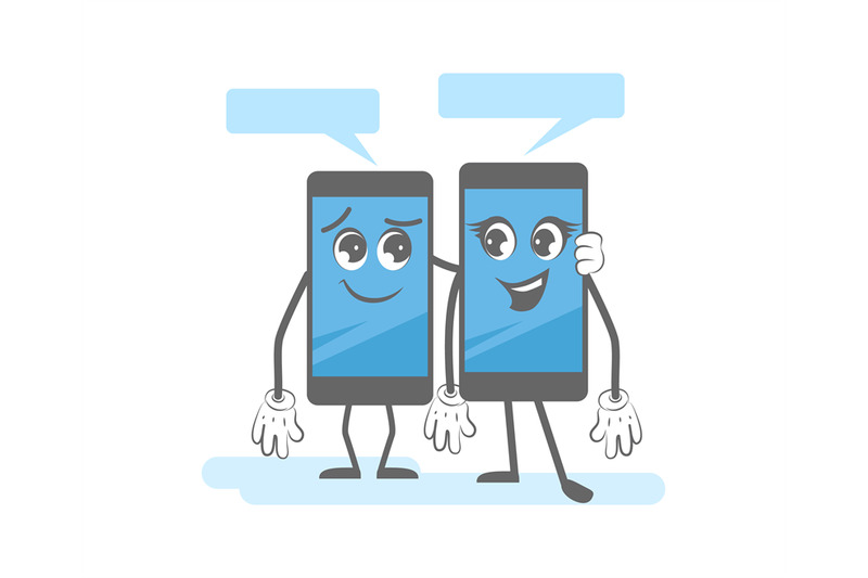 smartphone-dialog-cartoon-gadgets-speaking-together-digital-mobile-de