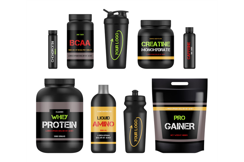 sport-nutrition-labels-protein-and-amino-bcaa-fitness-vitamin-design